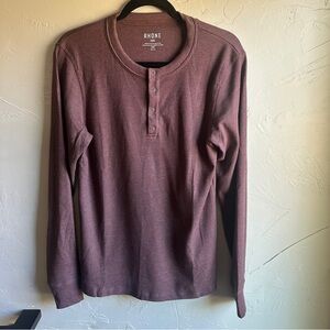 NWT Rhône Mens‎ Waffle Knit Thermal Henley Long Sleeve Shirt Sz S Light Maroon